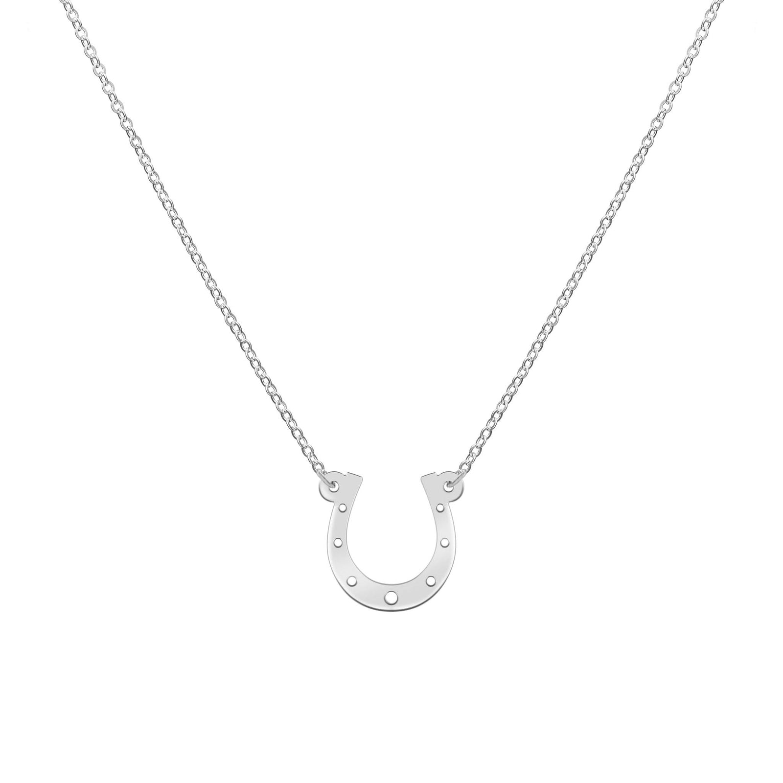 Large Flat Horseshoe Necklace in 14k Gold