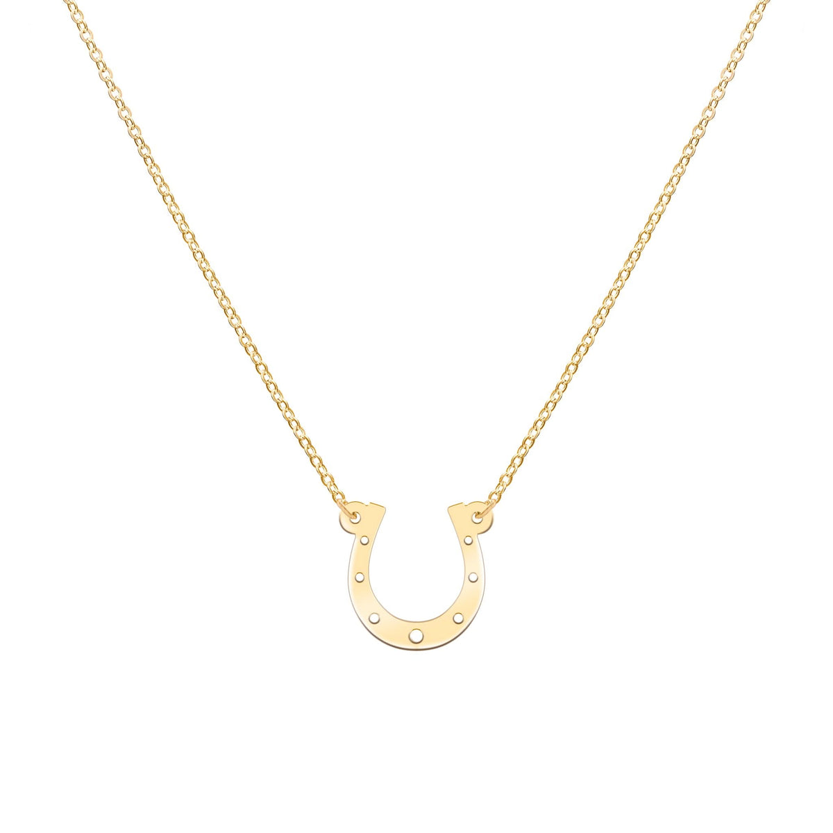 Large Flat Horseshoe Necklace in 14k Gold