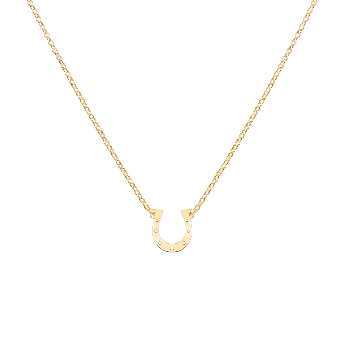 Small Flat Horseshoe Necklace in 14k Gold