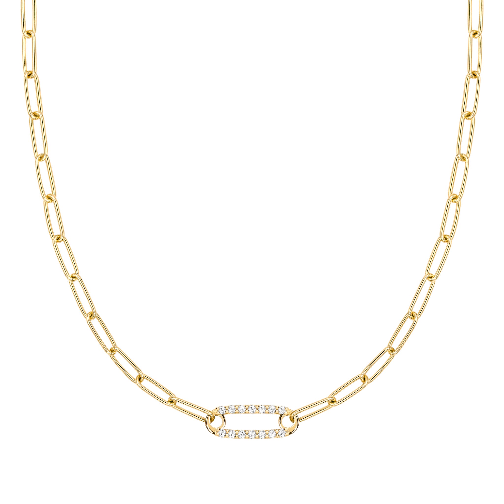 Chelsea Diamond Paperclip Chain Necklace (1/4 Ct. tw.) - 14K Yellow Gold