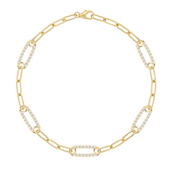 Adelaide 5 Pavé Diamond Link Bracelet in 14k Gold (April)