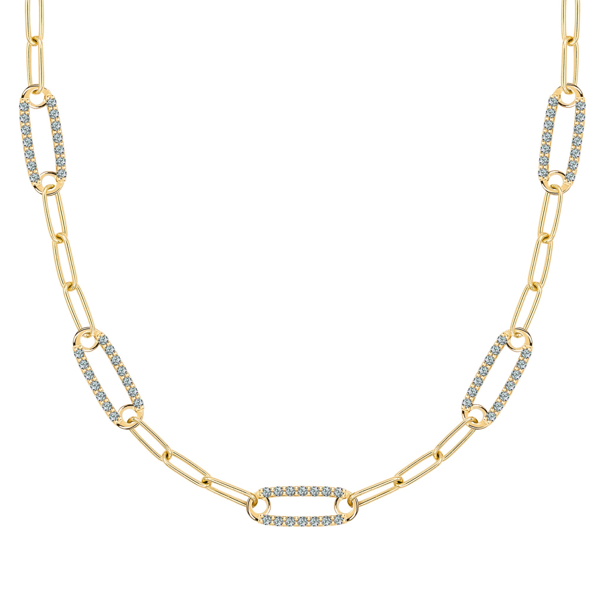 Diamond Carabiner Necklace 20 Inches / 14K Yellow Gold
