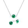 Grand 14k white gold cable chain necklace and stud earrings featuring 6 mm briolette cut bezel set emeralds