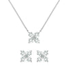 Pair of Greenwich earrings and a necklace in 14k white gold featuring 4 mm white topaz and 2.1 mm diamonds
