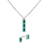Providence 3 Emerald pendant and stud earrings set with petite baguette stones set in 14k white gold