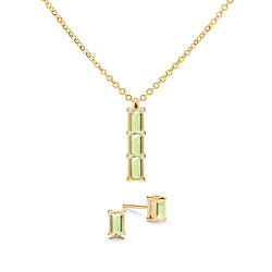 Providence 3 Peridot Pendant and Stud Earrings Set in 14k Gold (August)