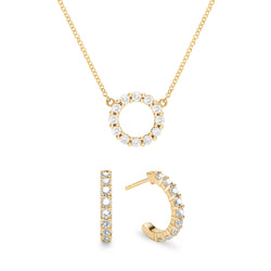 Rosecliff Small Circle Diamond Necklace and Earrings Set in 14k Gold (April)