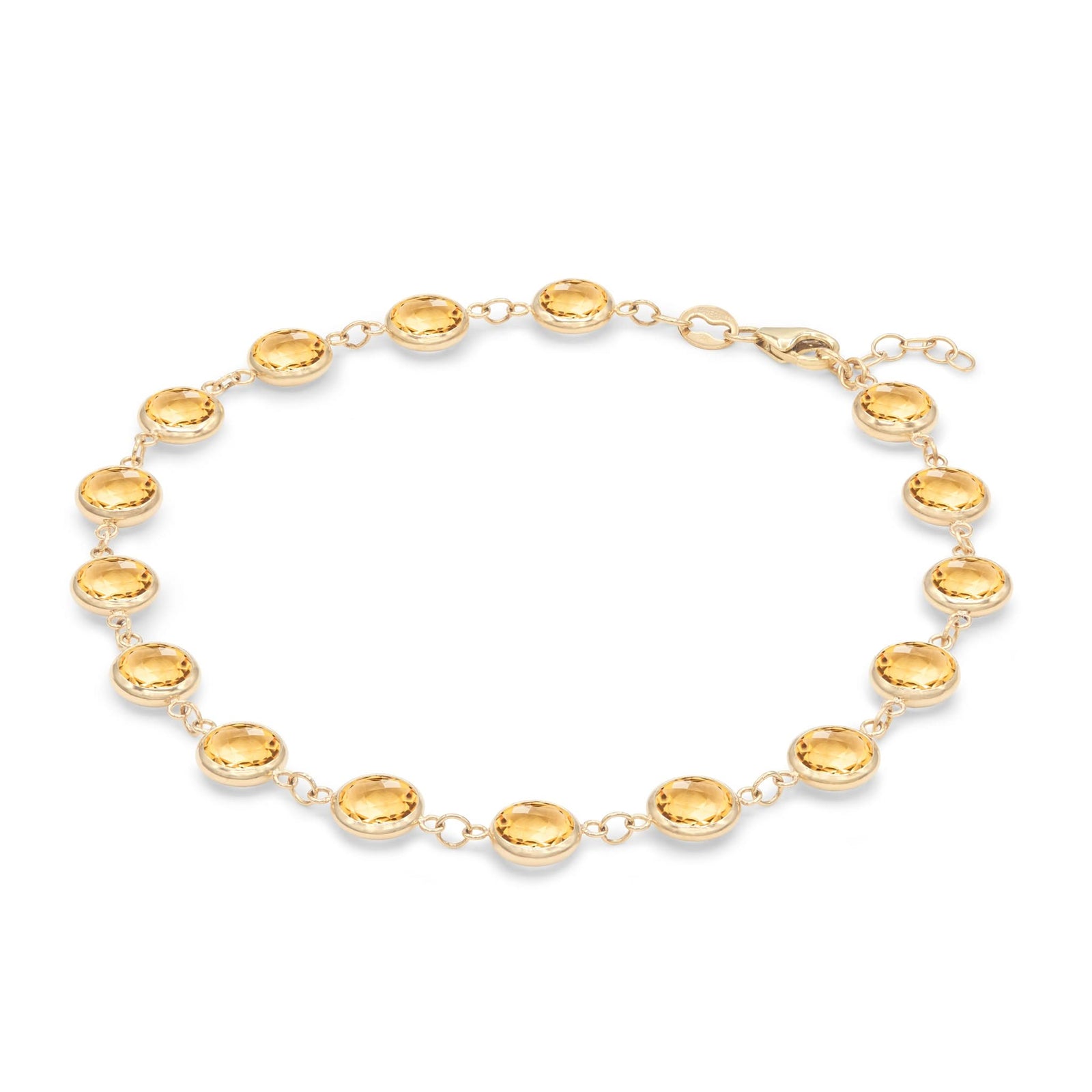 Newport Grand 14k yellow gold bracelet featuring 6 mm briolette cut bezel set citrines - angled view