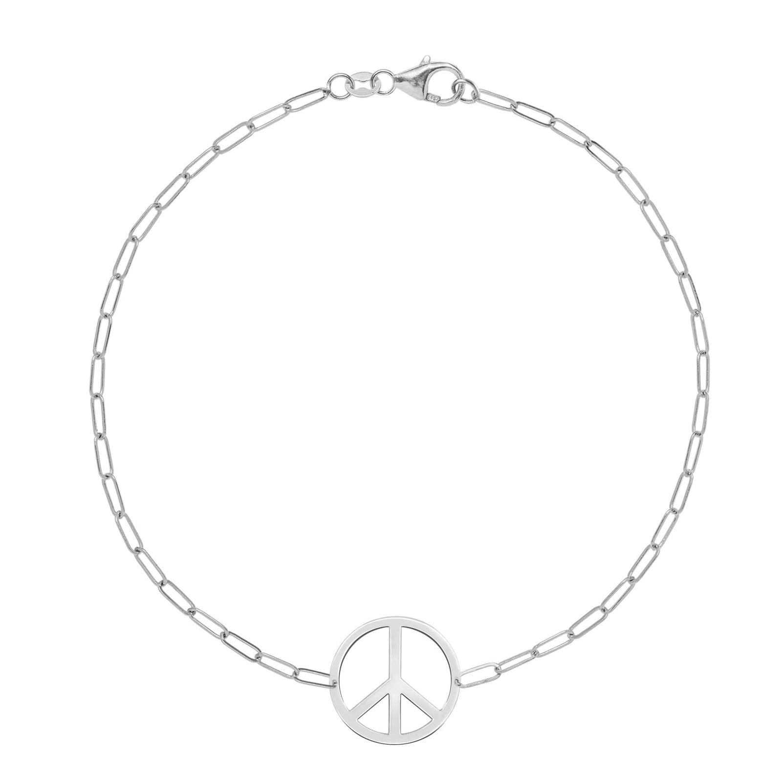 Adelaide Mini bracelet featuring one 1/2” cutout Peace Sign in 14k white gold