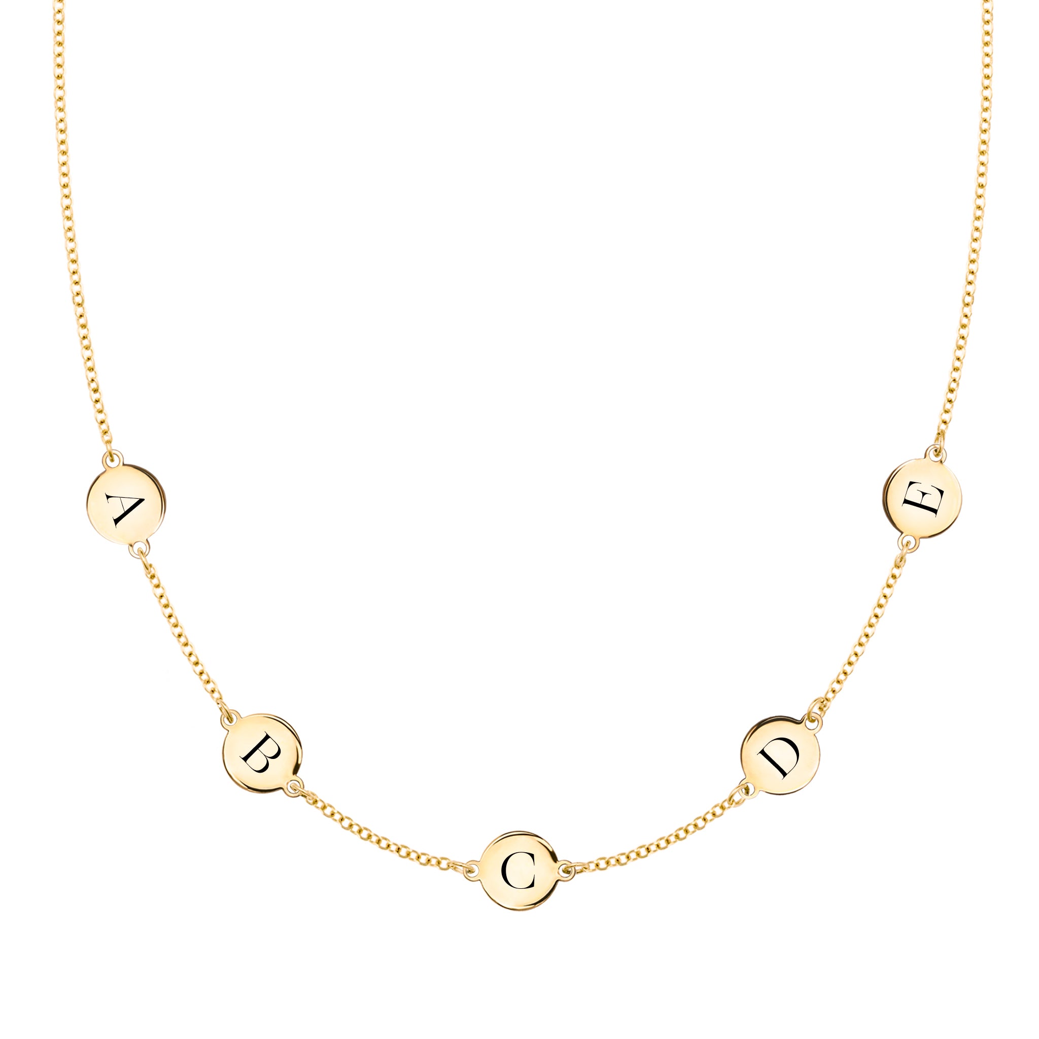 Personalized 4 Letter Necklace in 14k Gold (Single Spacing)