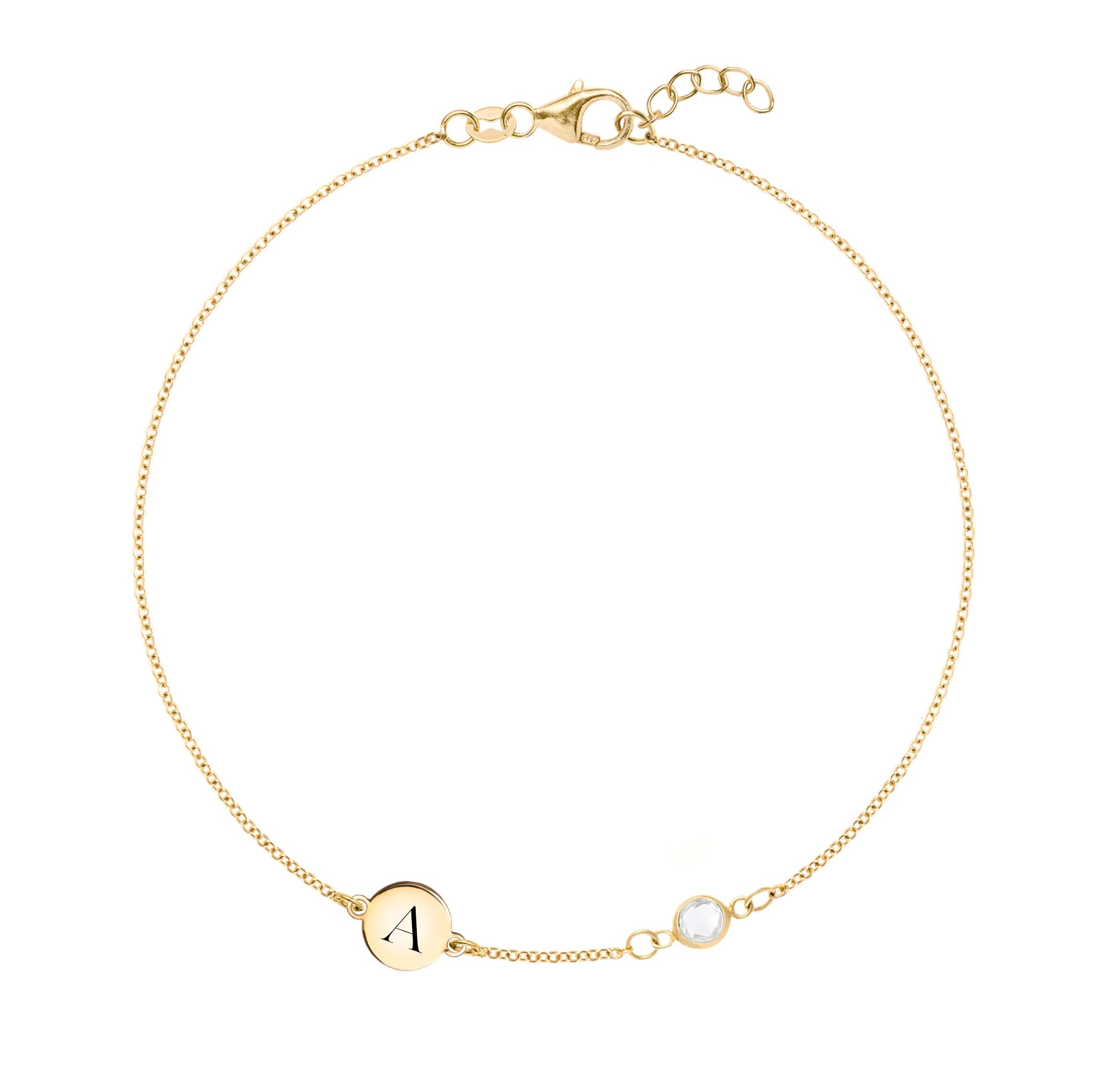 Letter Petite Birthstone Bracelet in 14k Gold