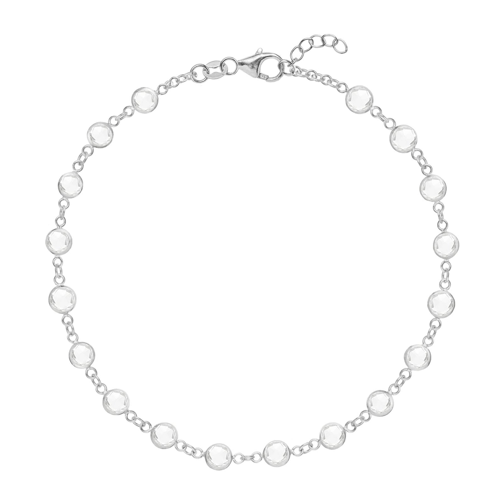 Newport 14k white gold bracelet featuring eighteen 4 mm briolette cut bezel set white topaz
