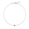 Classic cable chain bracelet featuring one 4 mm briolette cut citrine bezel set in 14k white gold