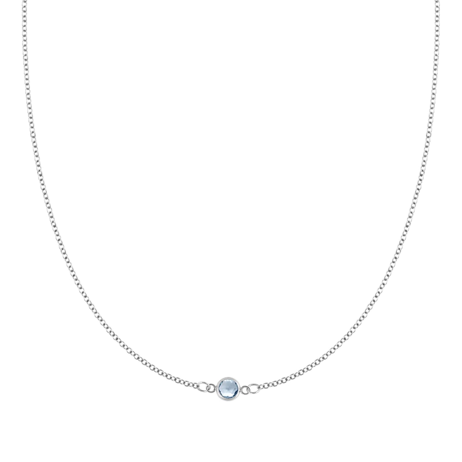 Petite 1 Aquamarine Necklace in 14k Gold (March)