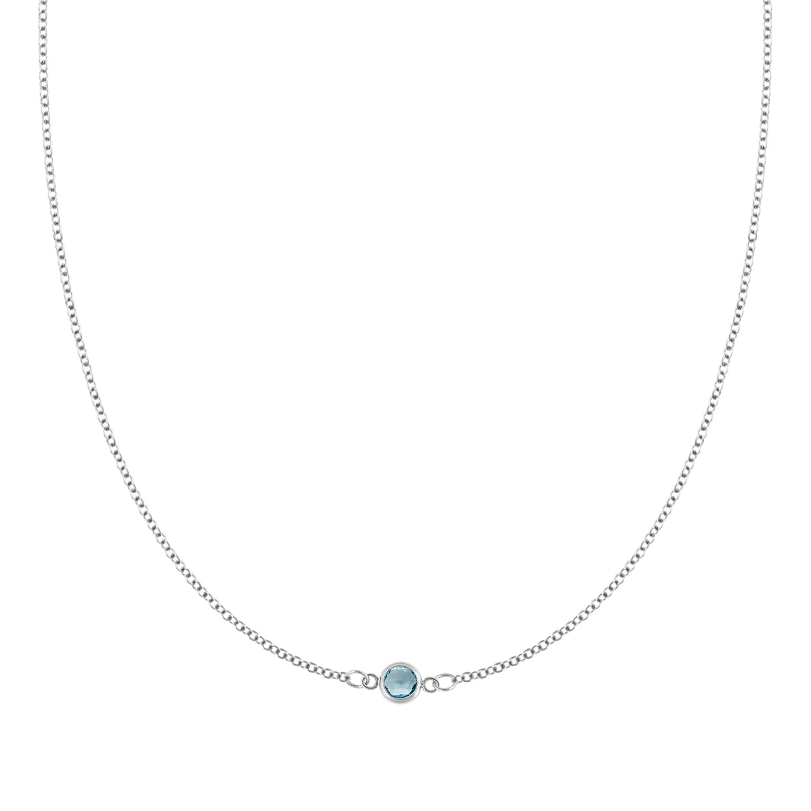 Petite 1 Nantucket Blue Topaz Necklace in 14k Gold (December)