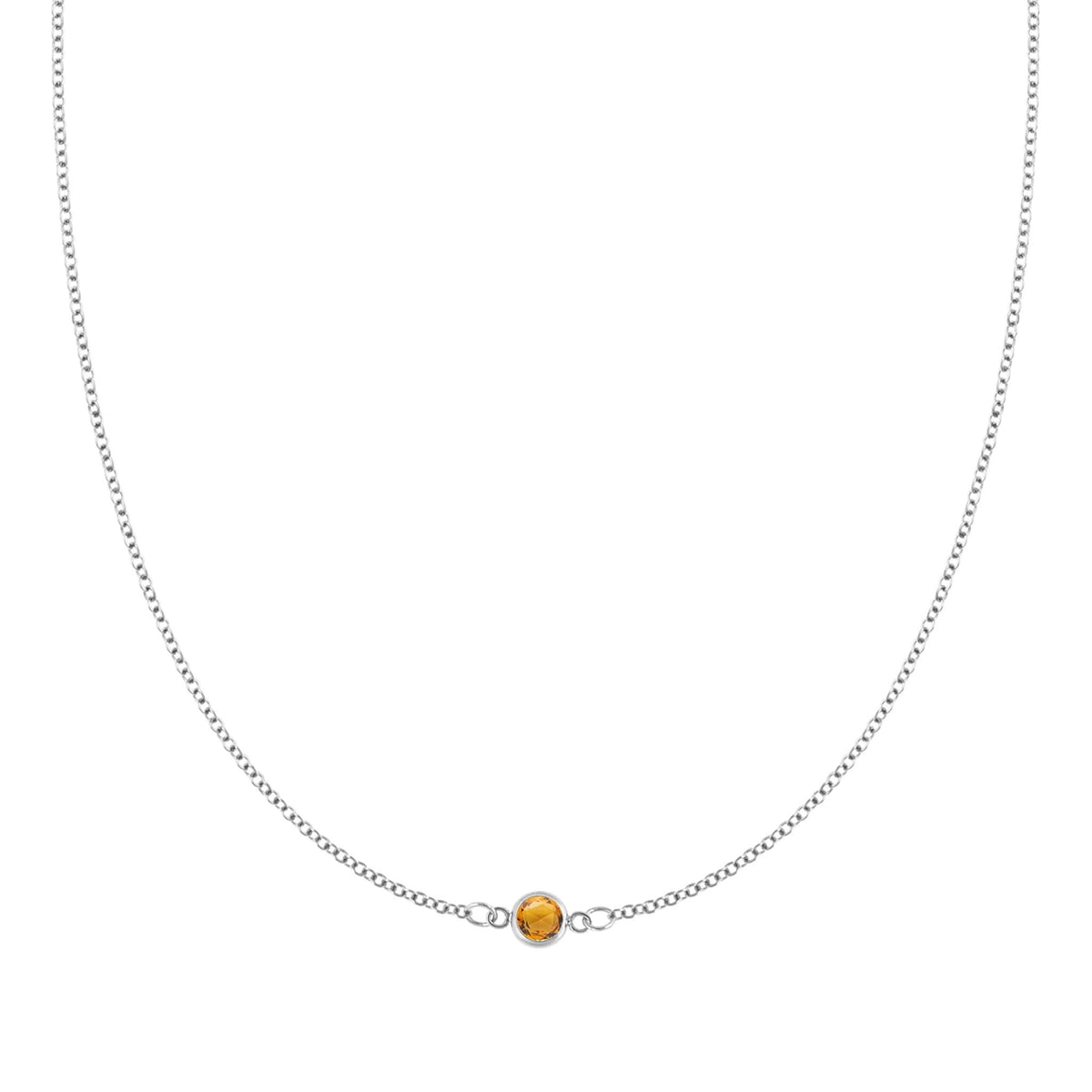 The Vault: Petite 1 Citrine Necklace, White Gold Size Small