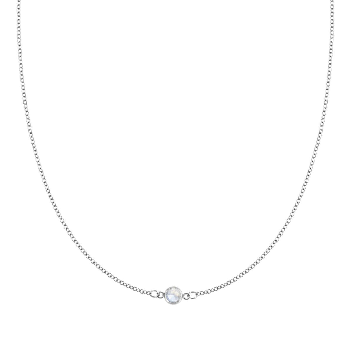 The Vault: Petite 1 Moonstone Necklace, Size Small White Gold