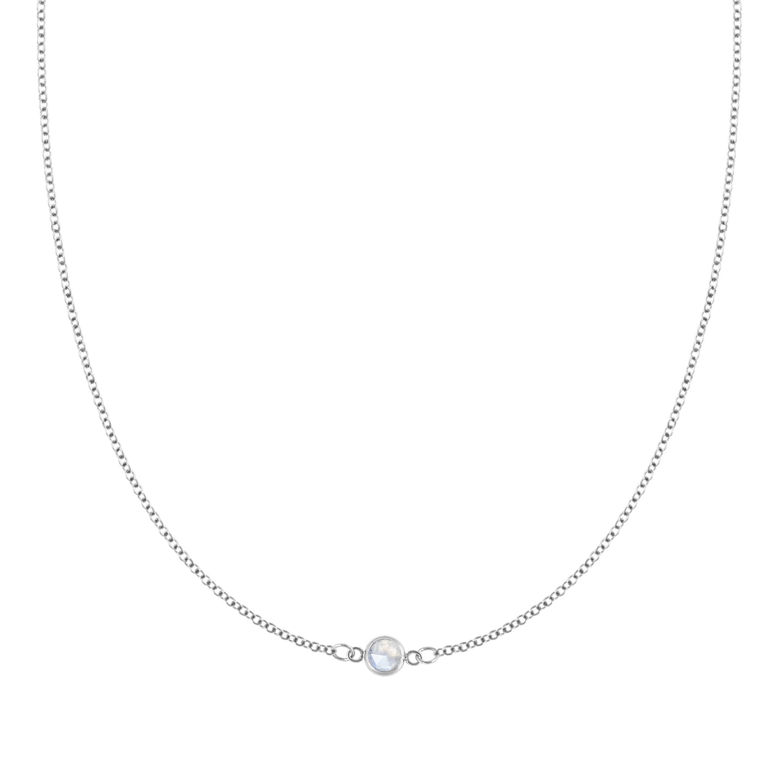 Petite 1 Moonstone Necklace in 14k Gold (June)