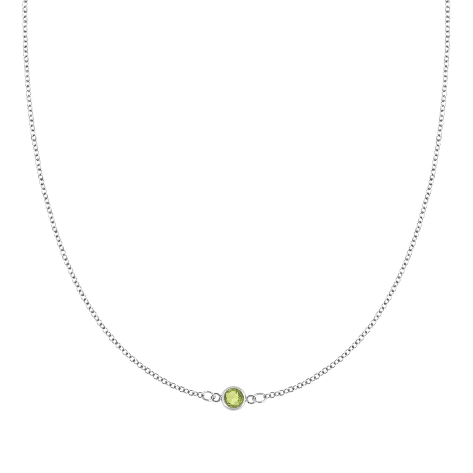 Petite 1 Peridot Necklace in 14k Gold (August)