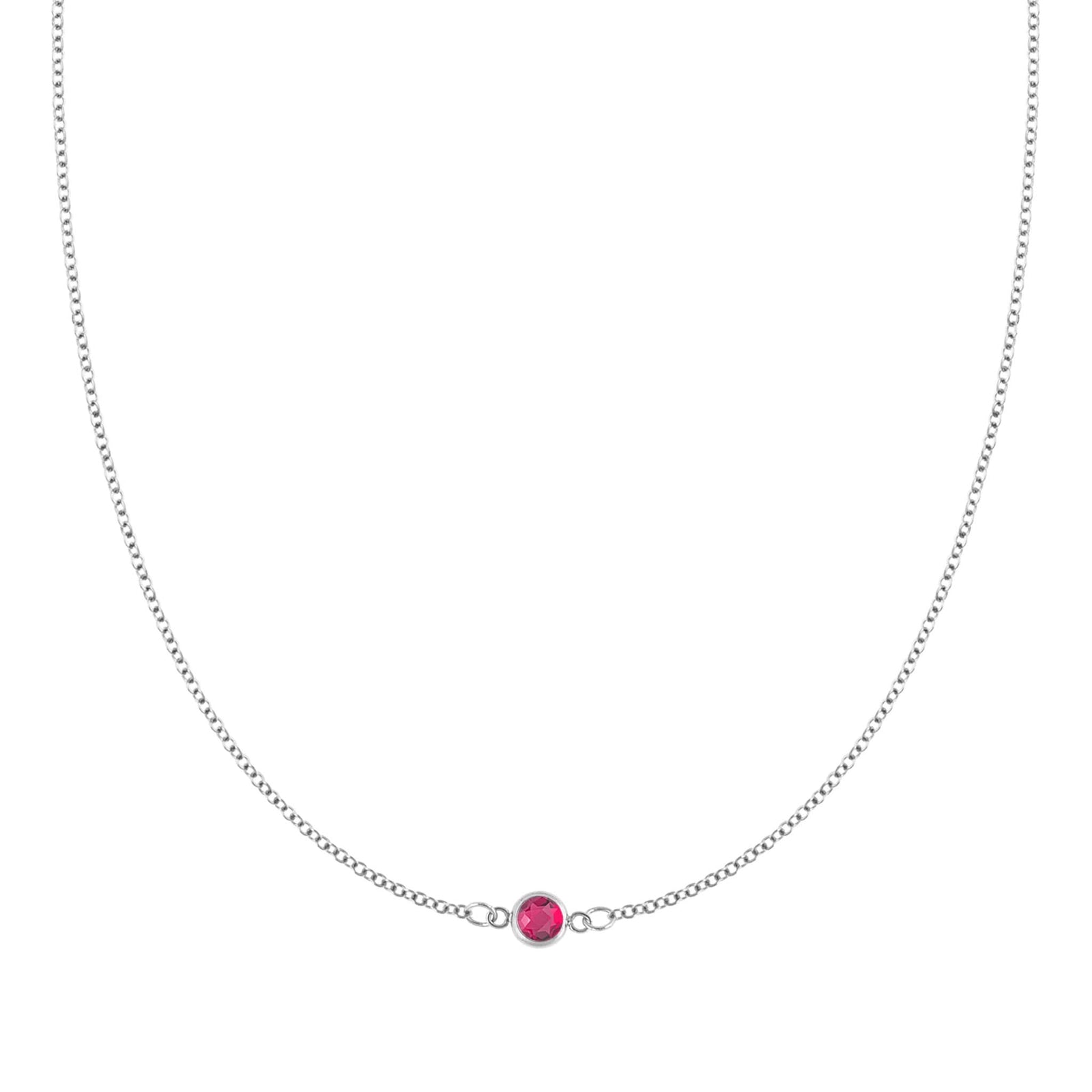 Petite 1 Ruby Necklace in 14k Gold (July)