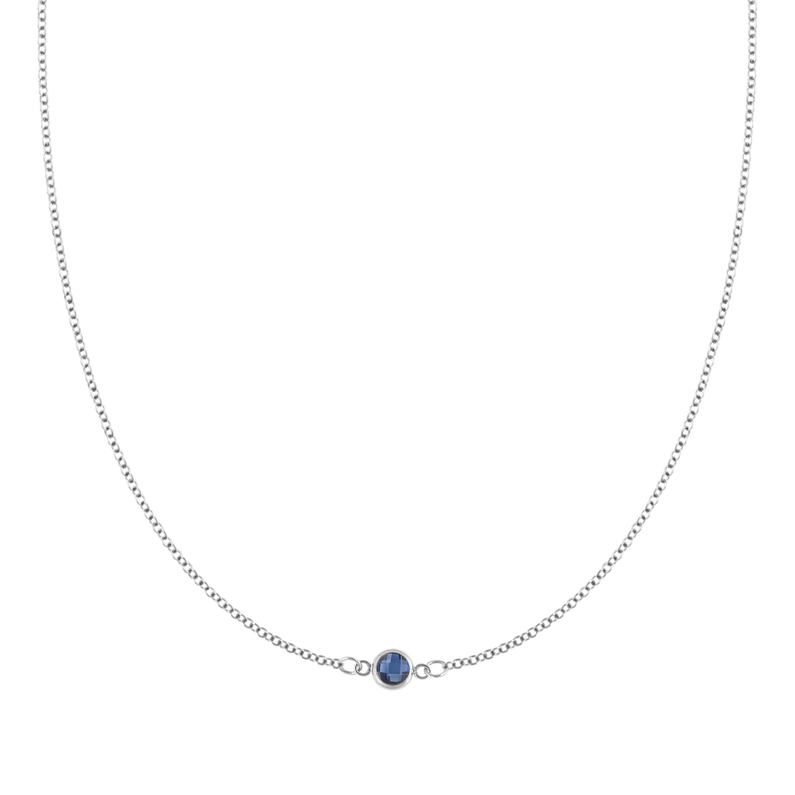 Petite 1 Sapphire Necklace in 14k Gold (September)