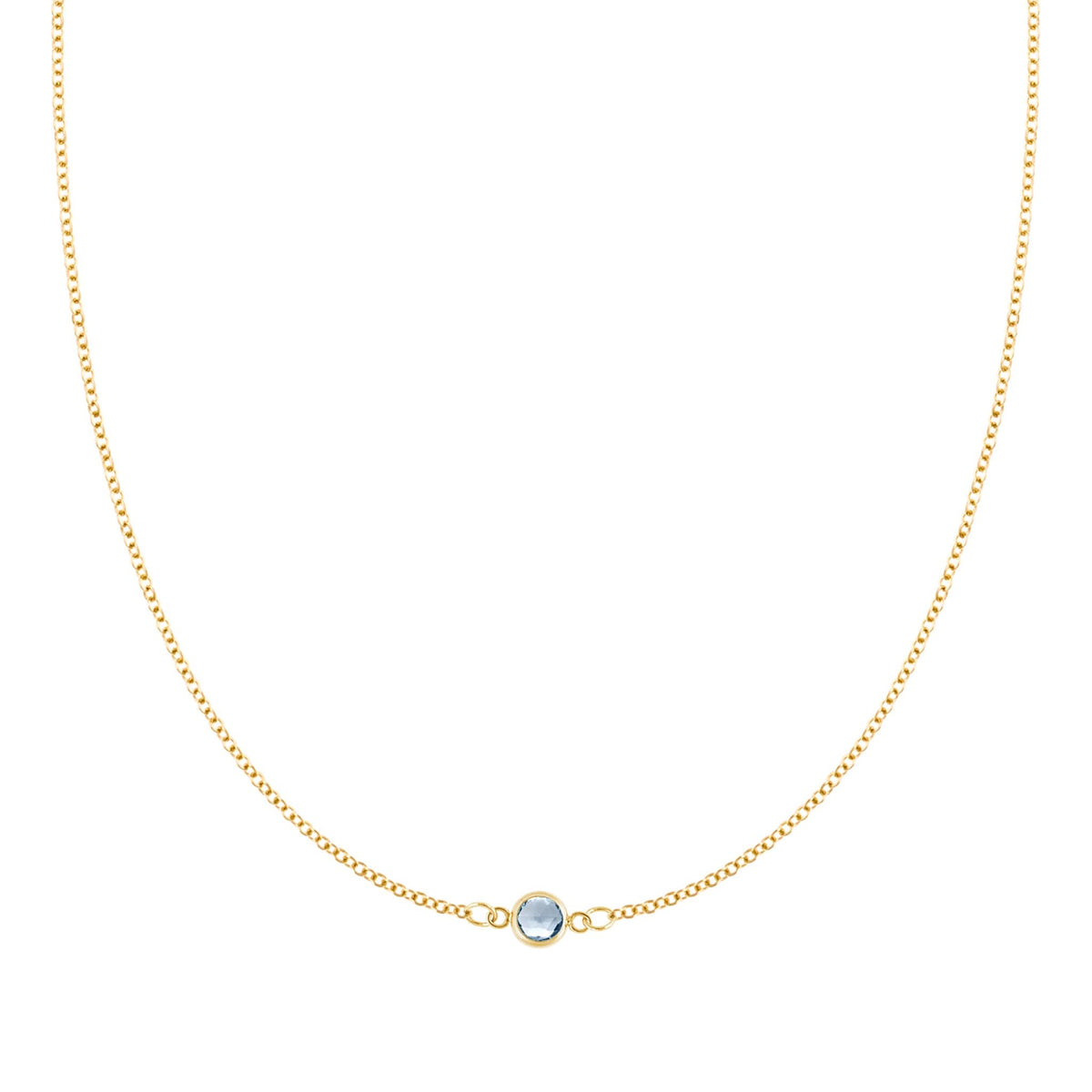 Petite 1 Aquamarine Necklace in 14k Gold (March)