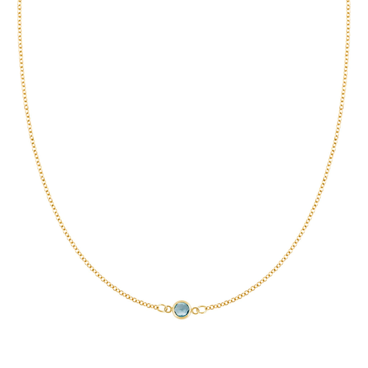 Petite 1 Nantucket Blue Topaz Necklace in 14k Gold (December)