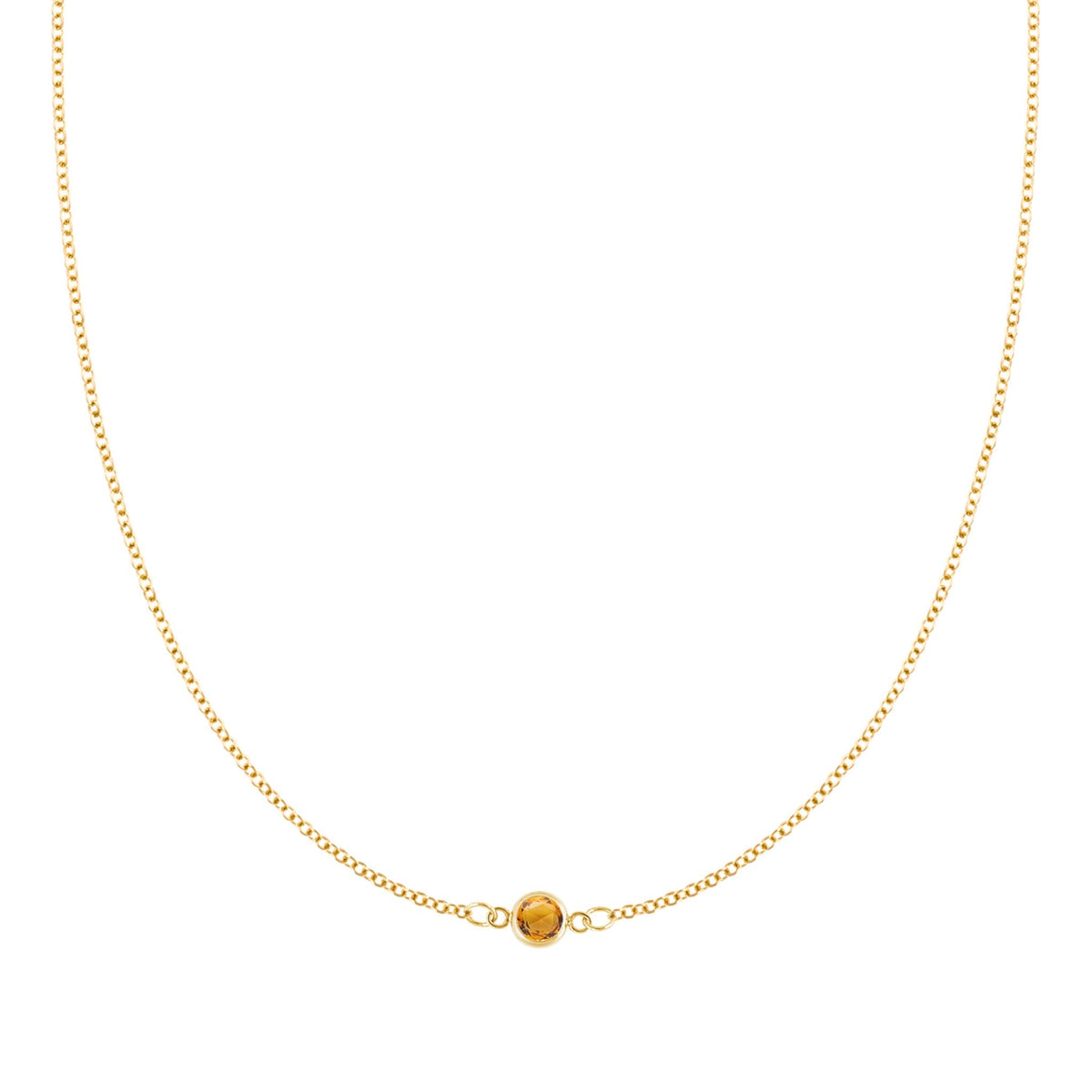 Petite 1 Citrine Necklace in 14k Gold (November)