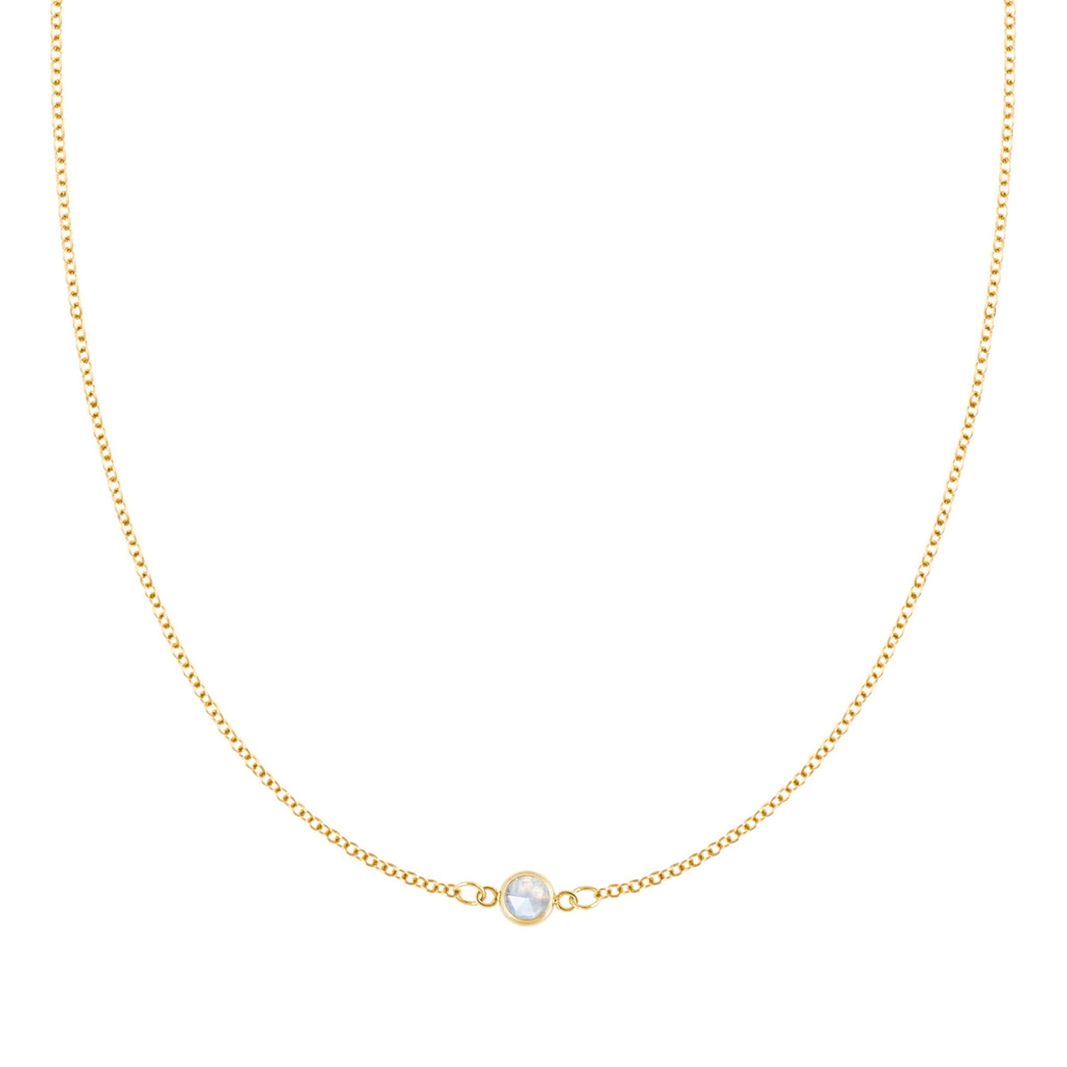 Petite 1 Moonstone Necklace in 14k Gold (June)