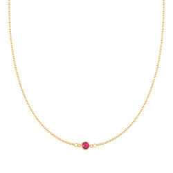 Classic 1 Ruby Necklace in 14k Gold (July)