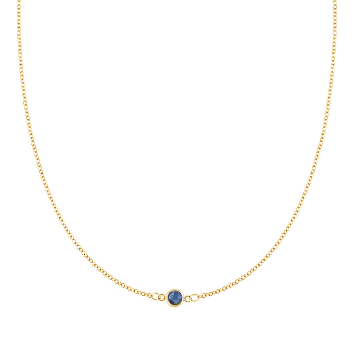 Petite 1 Sapphire Necklace in 14k Gold (September)