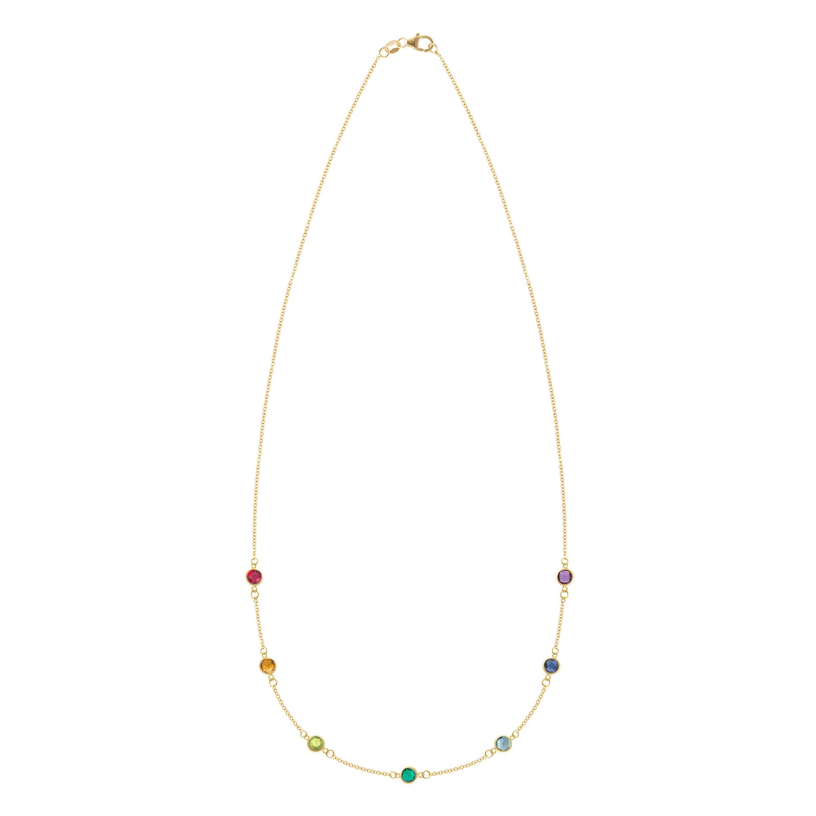 Rainbow 7 Stone Necklace in 14k Gold