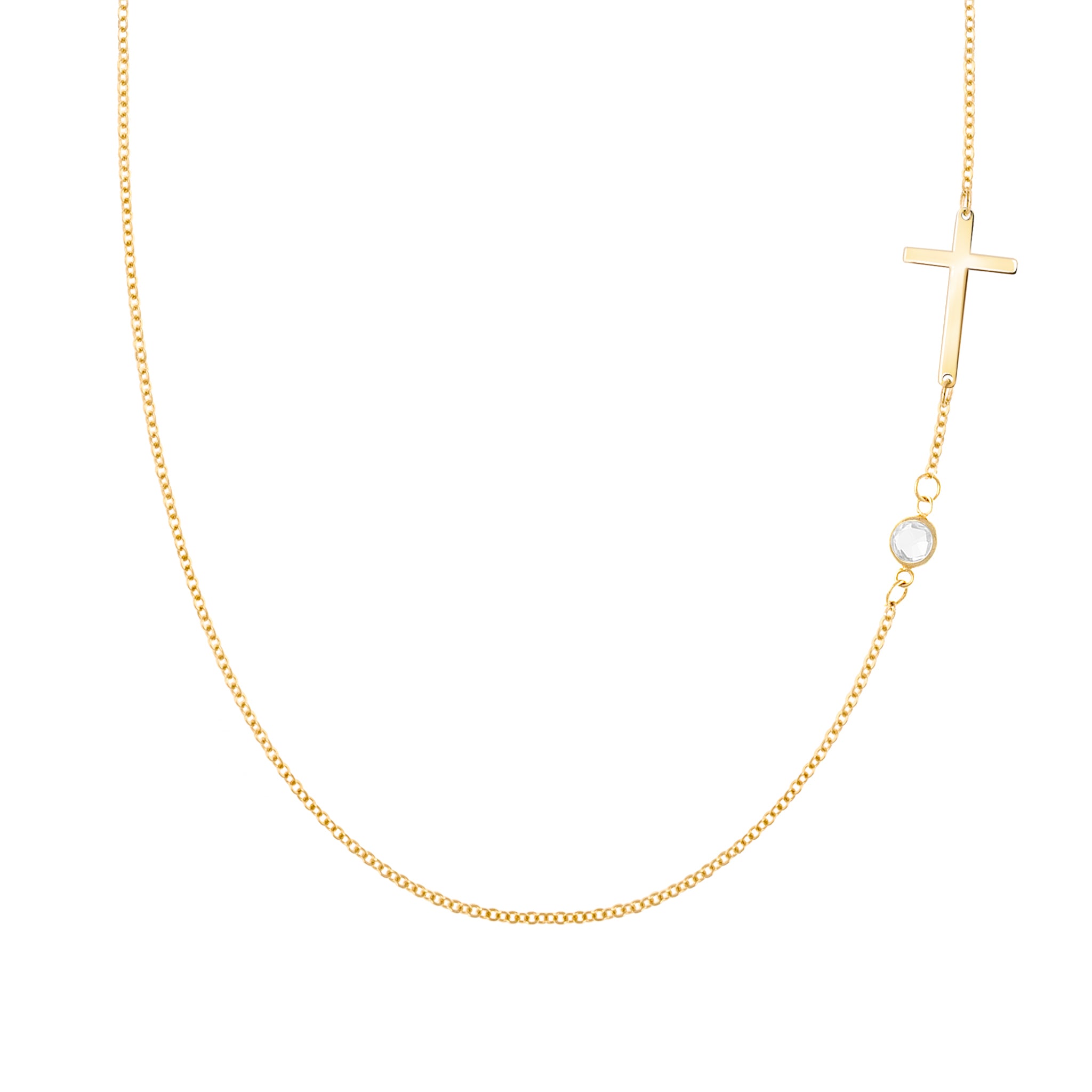 Classic Cross & 1 Birthstone Necklace