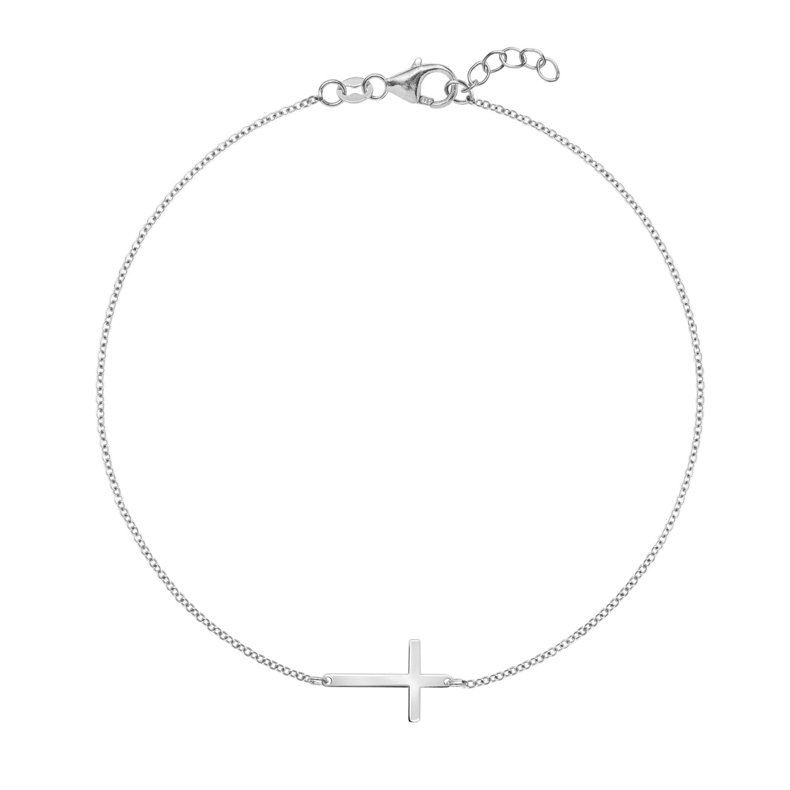 14k white gold Classic bracelet featuring a 1/2" cutout cross