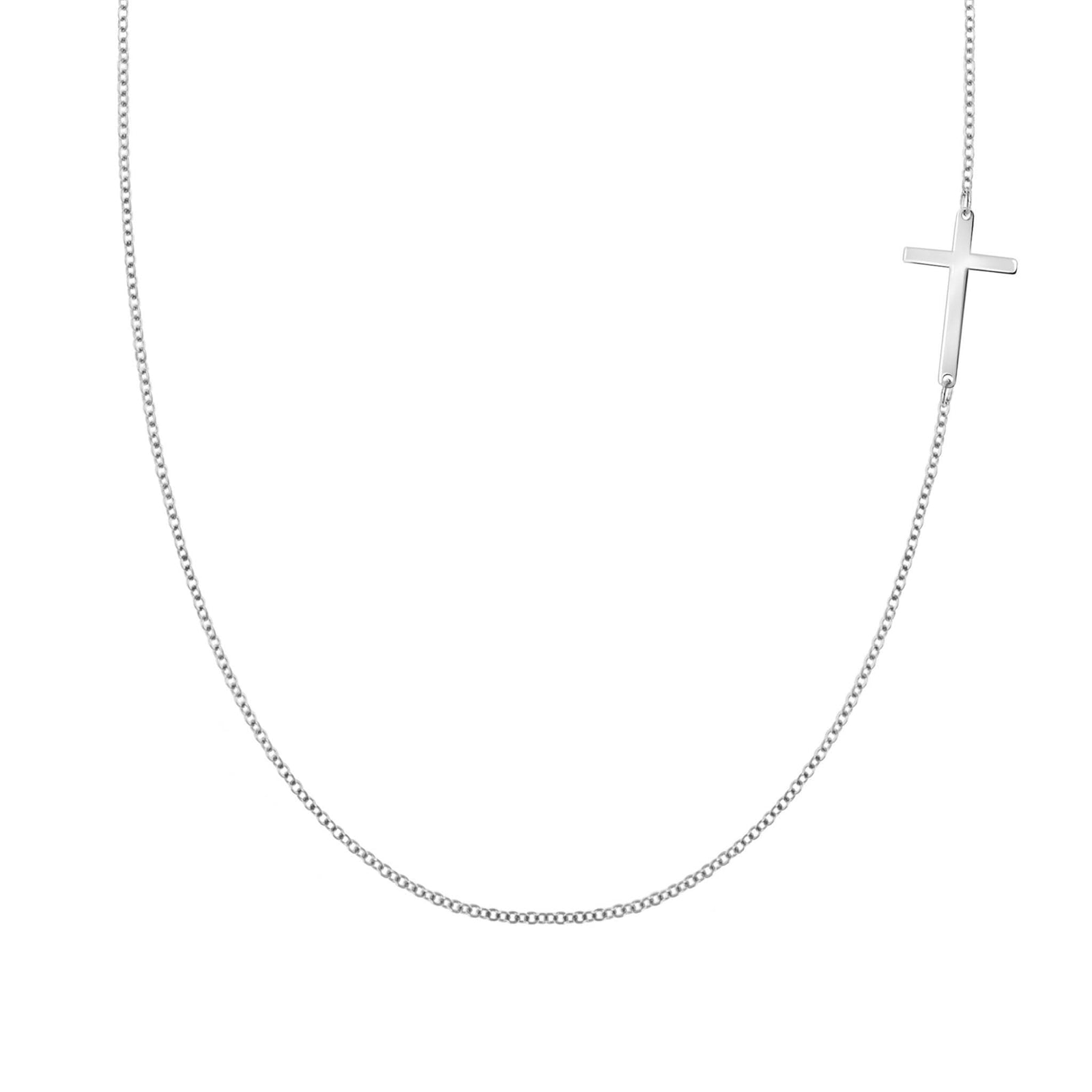 14k white gold 1.17 mm cable chain necklace featuring a 1/2" cutout cross