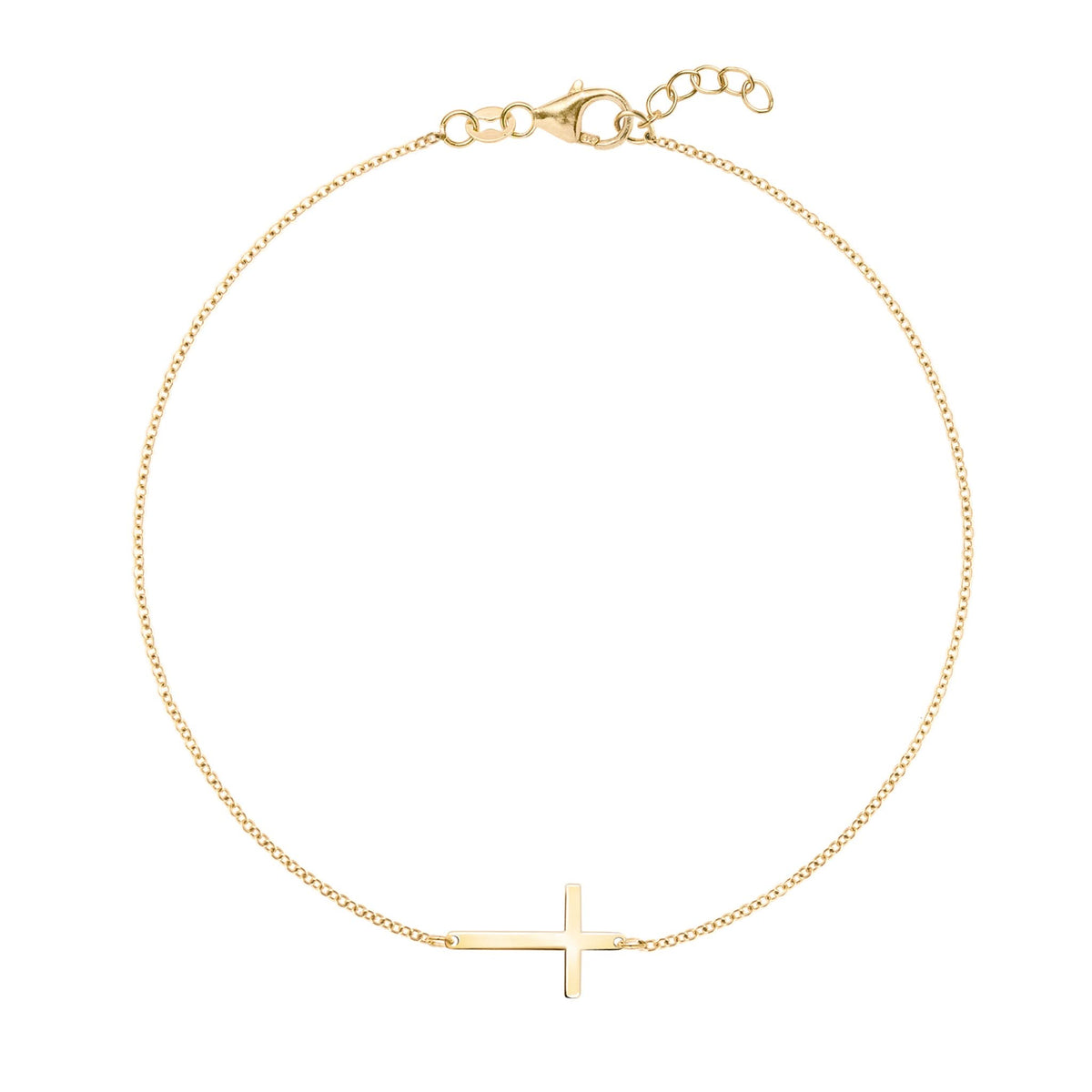 14k yellow gold Classic bracelet featuring a 1/2" cutout cross - front view