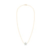 Greenwich cable chain necklace featuring five 4 mm round cut white topaz and one 2.1 mm diamond bezel set in 14k yellow gold