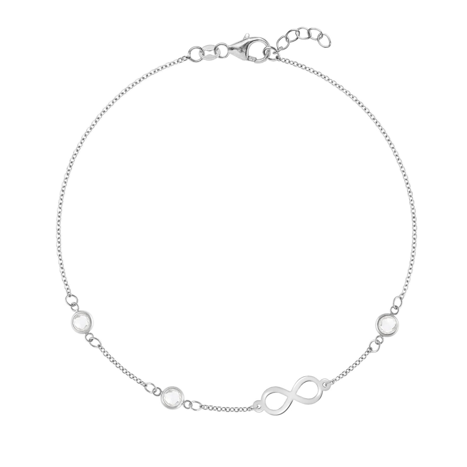 Infinity & Petite 3 Birthstone Bracelet in 14k Gold