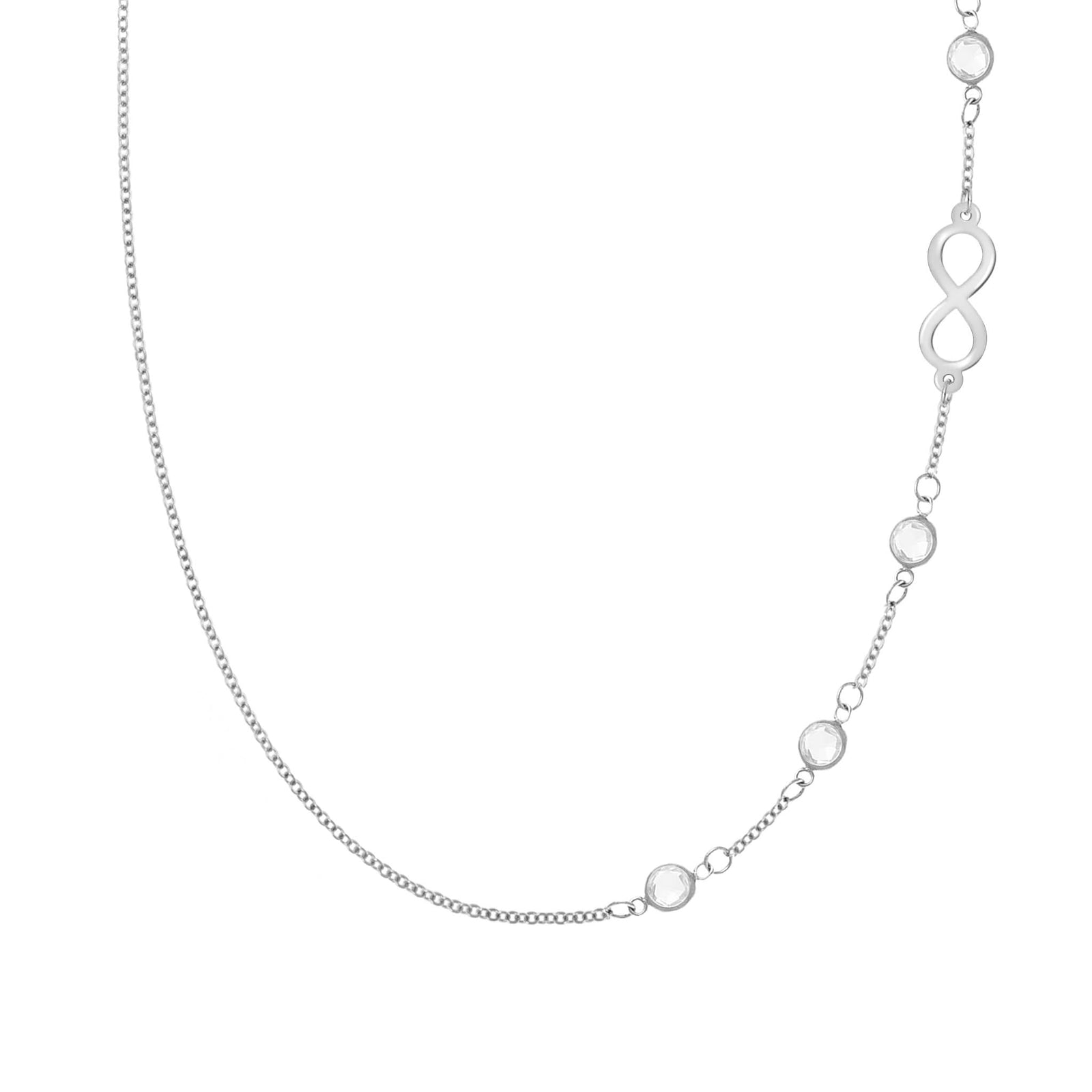 Infinity & Petite 4 Birthstone Necklace in 14k Gold