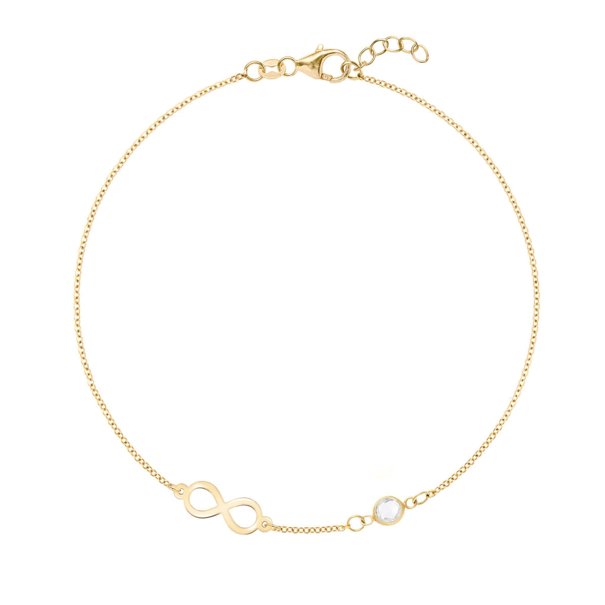 Infinity & Petite 1 Birthstone Bracelet in 14k Gold