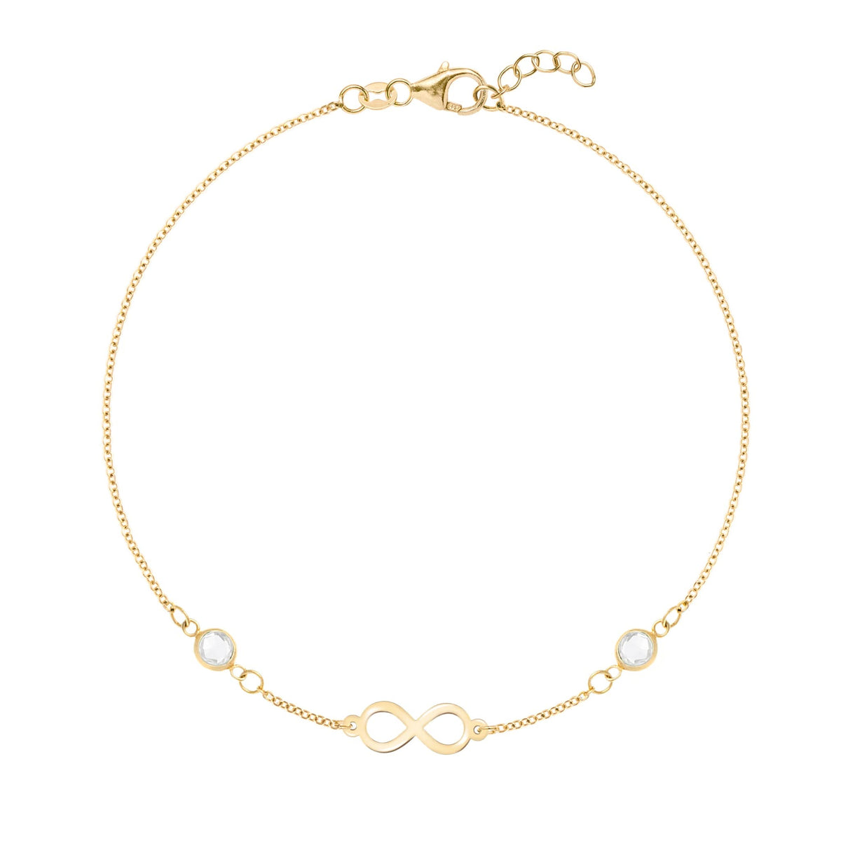 Infinity & Petite 2 Birthstone Bracelet in 14k Gold