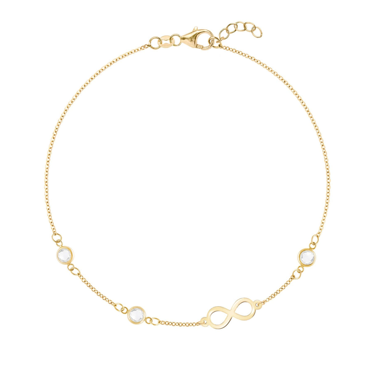 Infinity & Petite 3 Birthstone Bracelet in 14k Gold