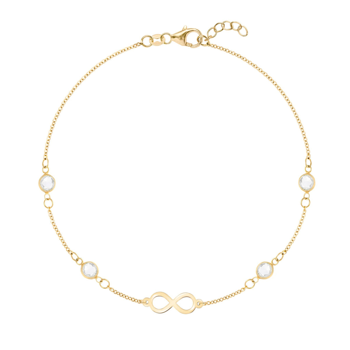 Infinity & Petite 4 Birthstone Bracelet in 14k Gold