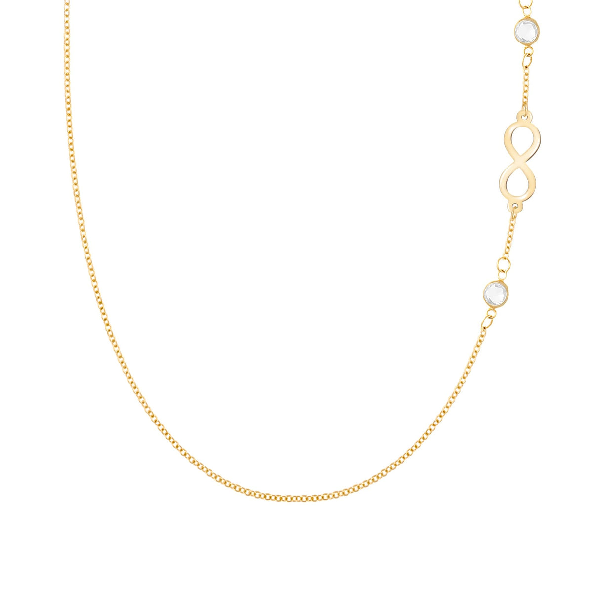 Infinity & Petite 2 Birthstone Necklace in 14k Gold