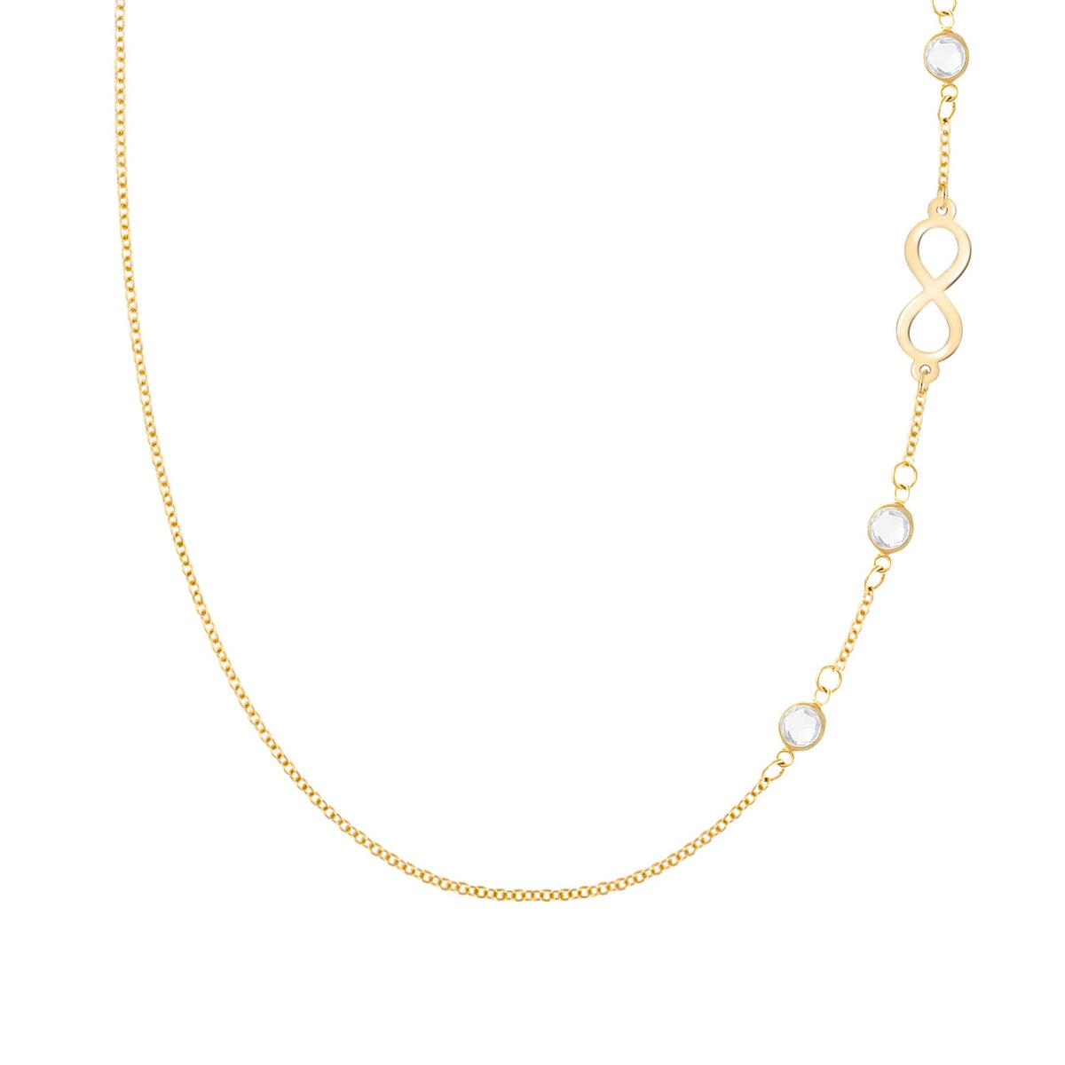 Infinity & Petite 3 Birthstone Necklace in 14k Gold