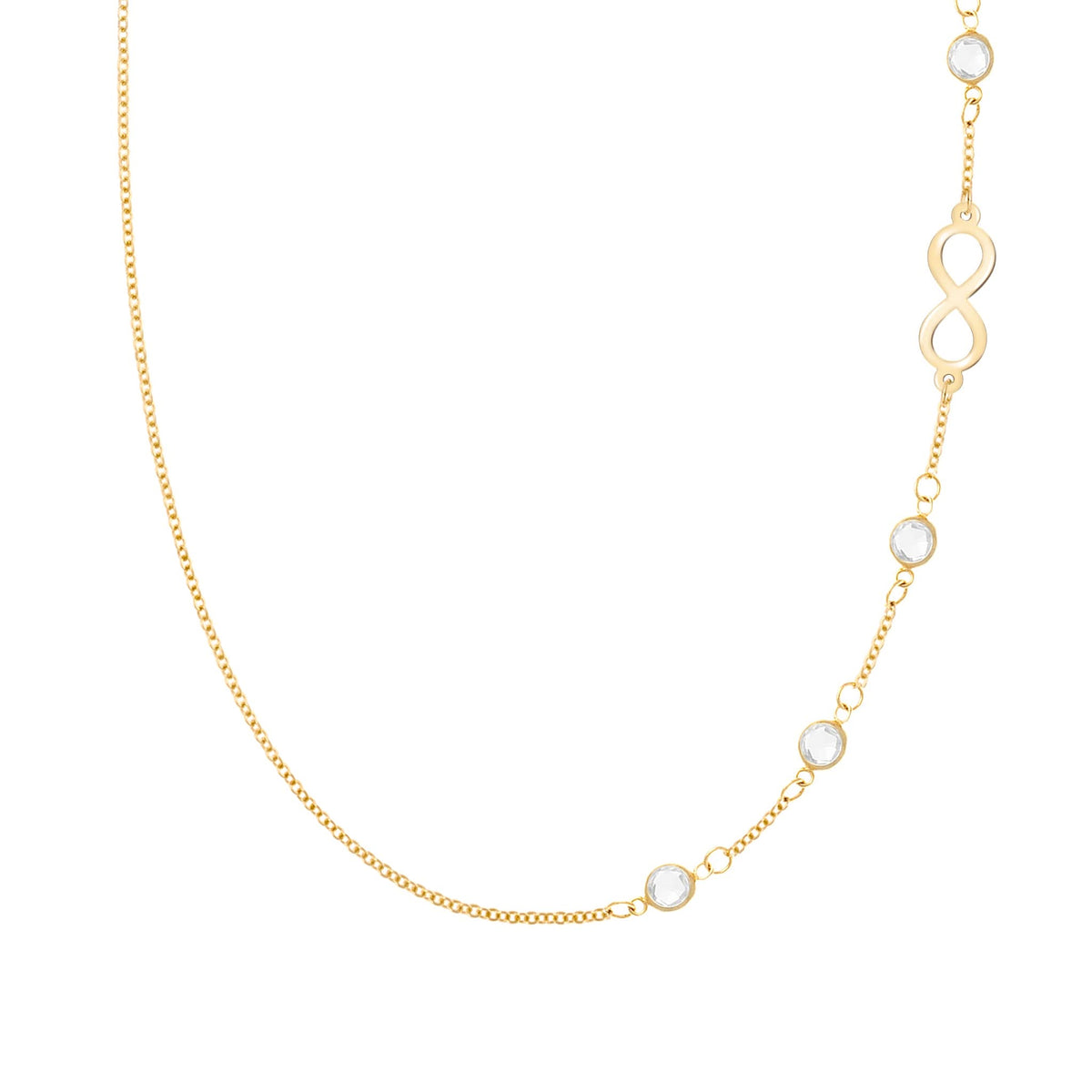Infinity & Petite 4 Birthstone Necklace in 14k Gold