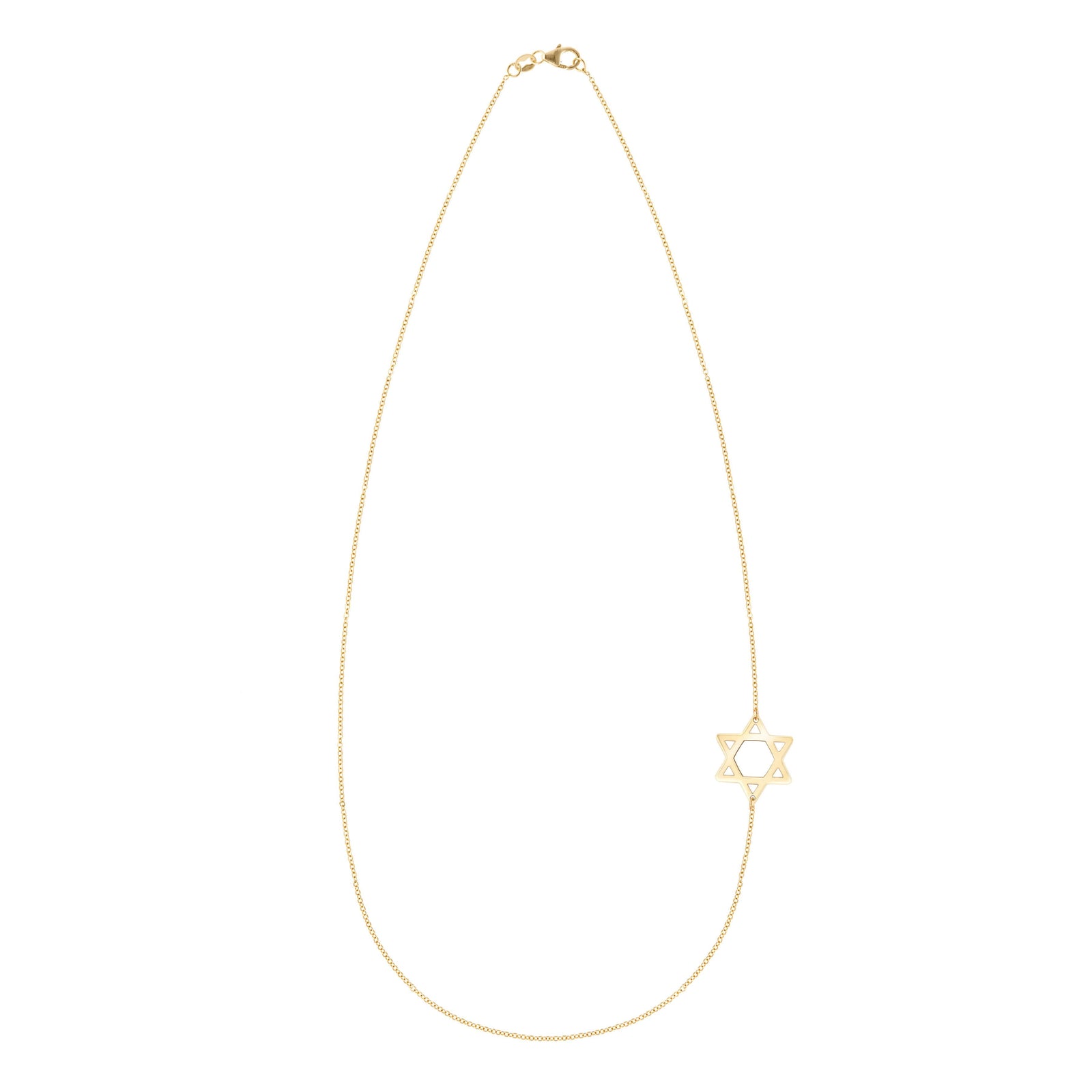 14k yellow gold cable chain Classic necklace featuring a 1/2" cutout Star of David