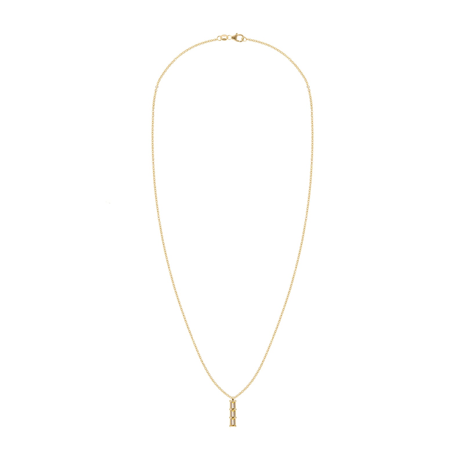 Providence Citrine vertical bar pendant necklace featuring 3 petite baguette stones set in 14k yellow gold