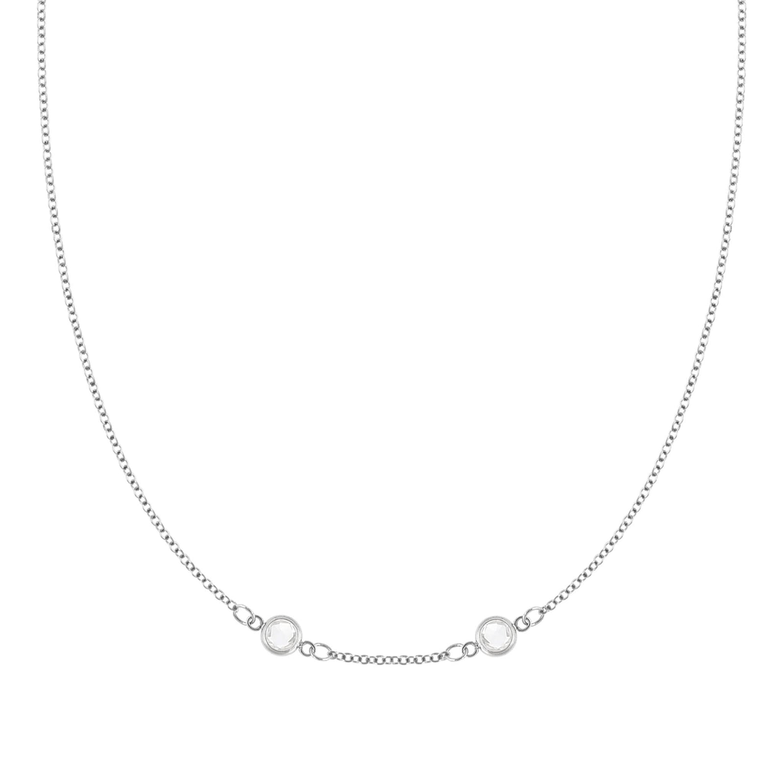 Petite 2 Birthstone Necklace in 14k Gold (Centered)