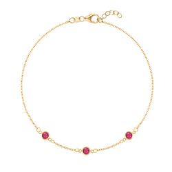 Bayberry 3 Ruby Bracelet in 14k Gold (July)